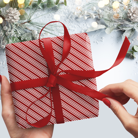 Red Candy Cane Stripes Gift Wrap Sheets (Set of 3)