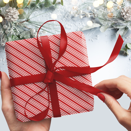 Red Candy Cane Stripes Gift Wrap Sheets (Set of 3)